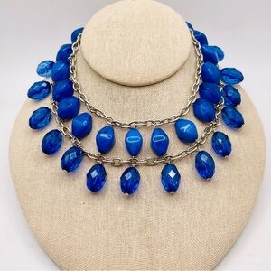 Vintage Dramatic Cobalt Blue Bead Choker or Collar Necklace